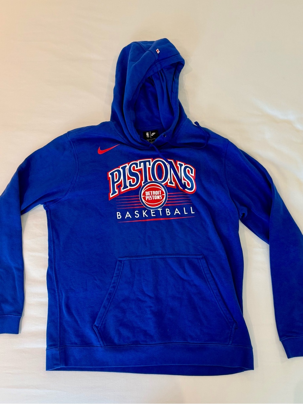 Nike Royal Blue Detroit Pistons Hoodie with Red and White Accents